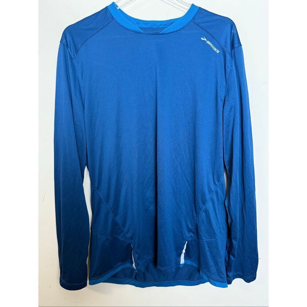 Brooks Blue Long Sleeve Running Shirt Mens XL Performance Athletic Top